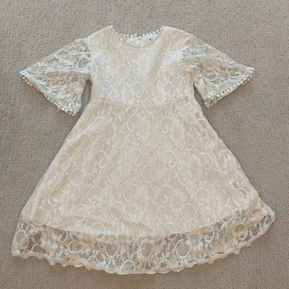 Elegant White Lace Kids Dress